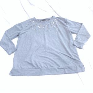 LANE BRYANT GRAY PEARL PULLOVER SWEATSHIRT SIZE 2X